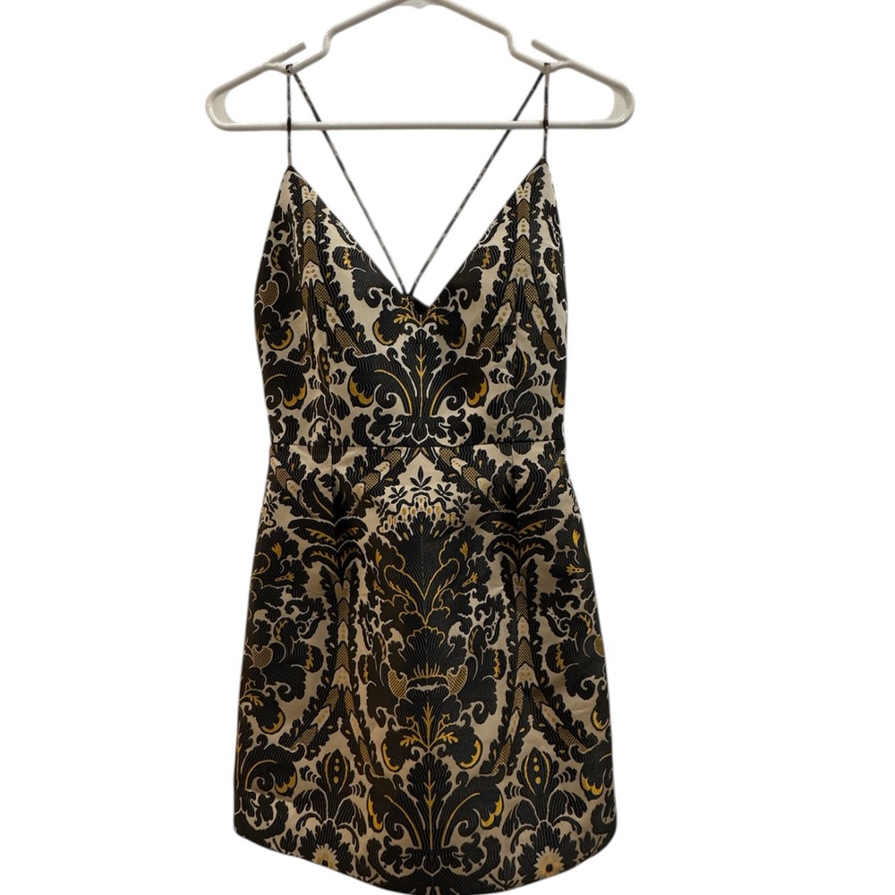 Free People Black and Gold Patterned Dress